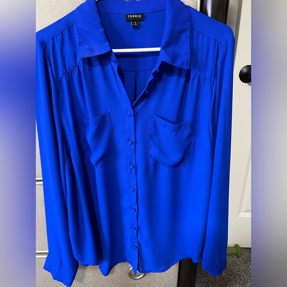 Torrid Vibrant Blue Blouse with Pockets